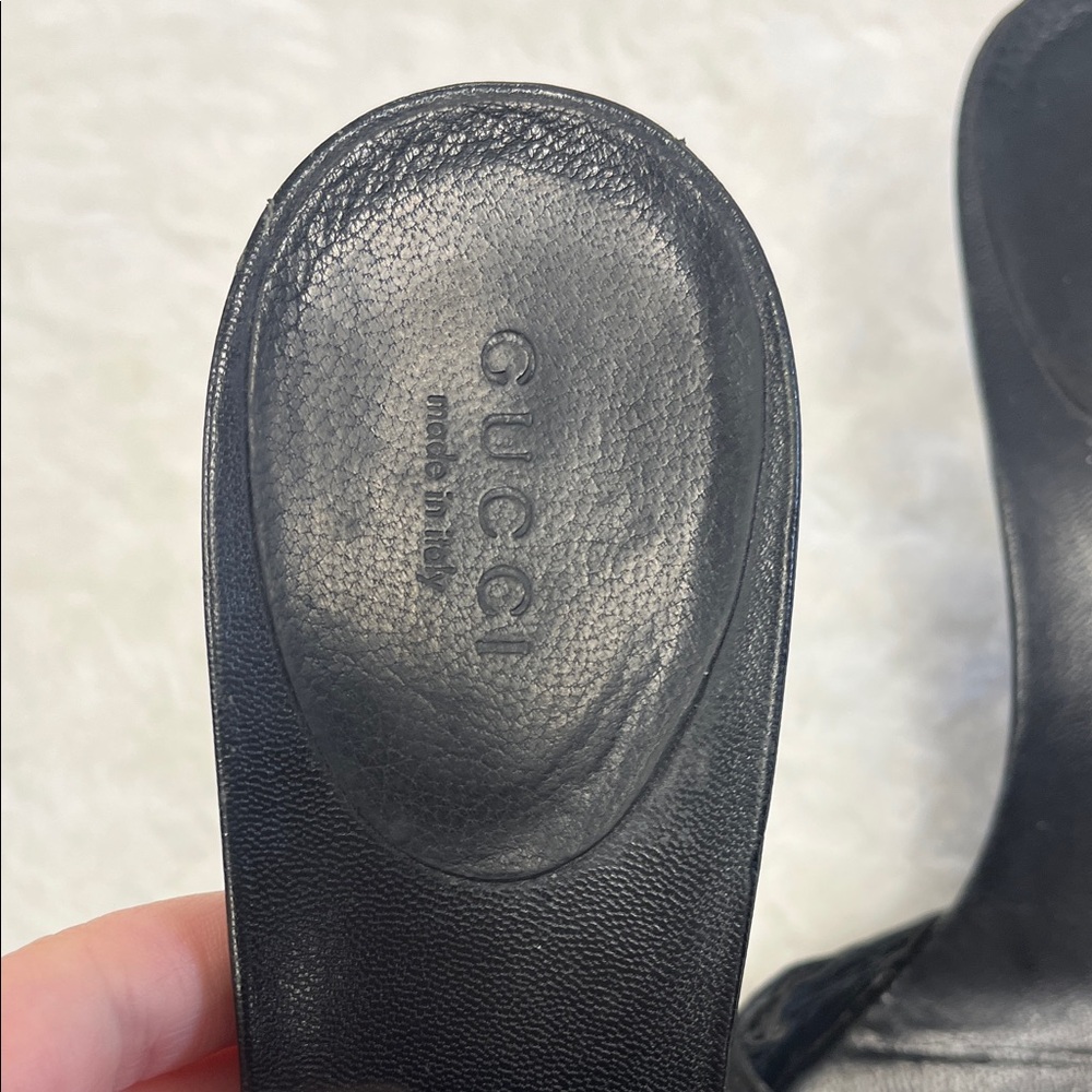 Gucci Black Leather Grommet Heels - Picture 8 of 8